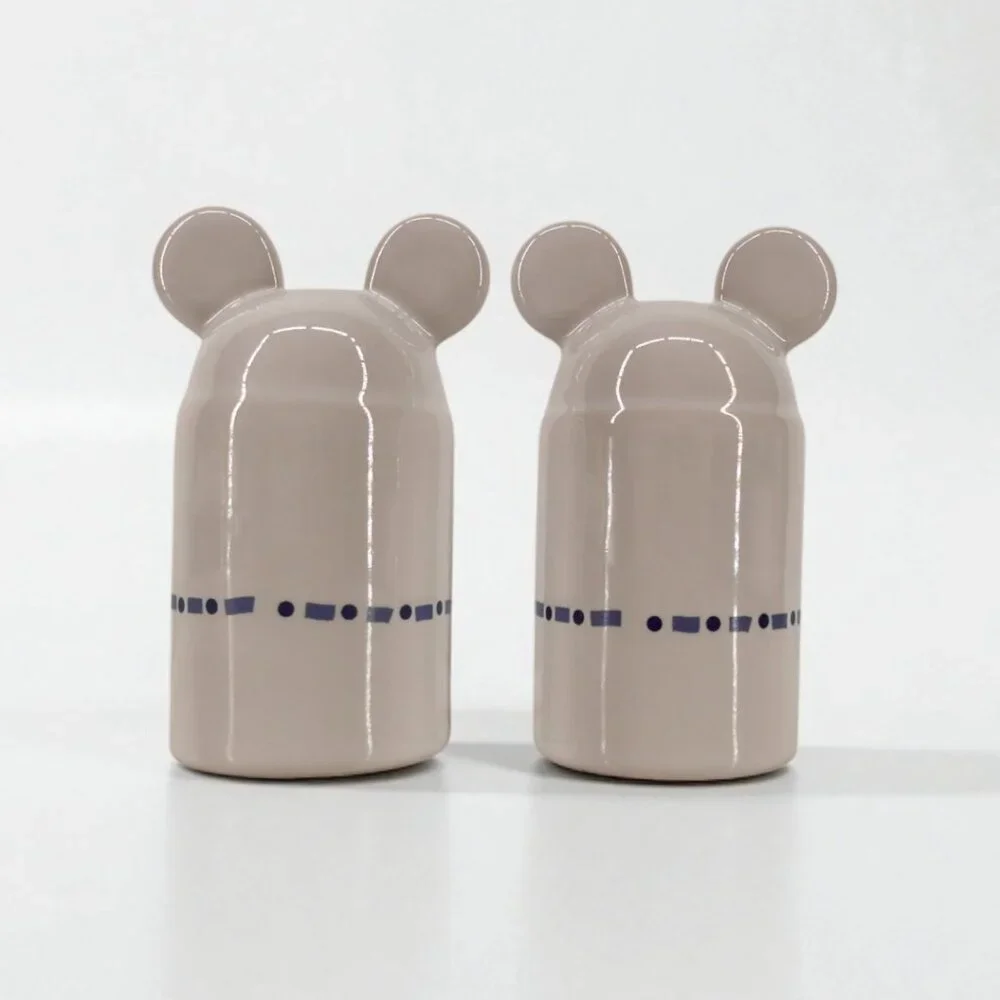 Disney Gourmet Mickey Mouse Salt & Pepper Shakers Ceramic White And‎ Blue